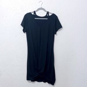 Black cold shoulder T shirt dress